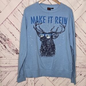 MAD Engine Make It Rein Snowing Cool Buck Deer Pullover Sweatshirt